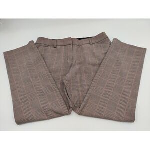 Express Editor Slim Low Rise Glen Plaid Dress Pants Brown Red Check 12 Short